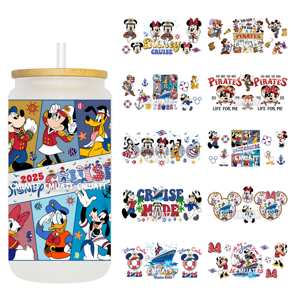 Cartoon 16oz UV DTF Cup Wrap Transfers Stickers On Glass Mugs Beer Can Bottle Custom DIY Craft Free Shipping
