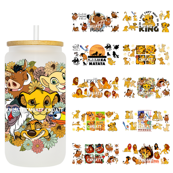Lion UV DTF Cup Wrap Transfers Stickers Decorate  Mugs Beer Can Bottle Customized DIY Craft 16oz Libbey Glass