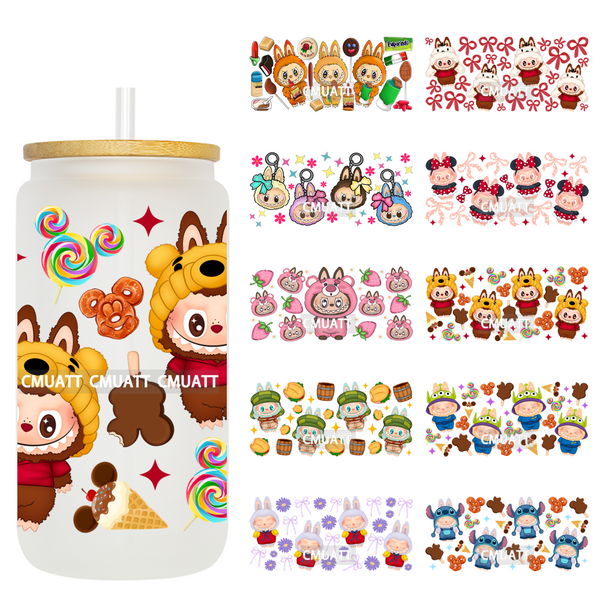 UV DTF Cup Wraps 16OZ Wholesale Custom Bulk Waterproof Cartoon Cute Monster Transfer Designs For Mug Glass
