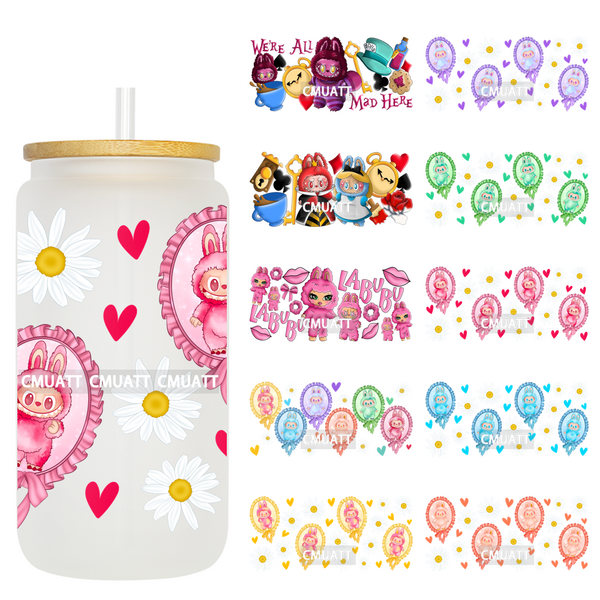 UV DTF Cup Wraps 16OZ Wholesale Custom Bulk Waterproof Cartoon Monster Colorful Designs For Water Bottles
