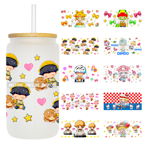 Trendy Costumes Boy Cartoon Character 16OZ UV DTF Cup Wraps Ready To Apply Waterproof Transfer Stickers For Libbey Glass Can Mug