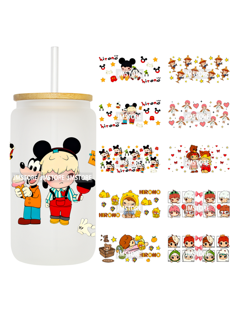Iconic Fluffy Characters Cartoon Mouse UV DTF Cup Wrap Ready To Apply Transfer Stickers Durable Prints For 16OZ Libbey Glass Can