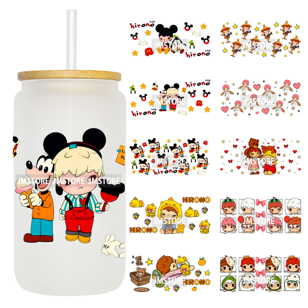 Iconic Fluffy Characters Cartoon Mouse UV DTF Cup Wrap Ready To Apply Transfer Stickers Durable Prints For 16OZ Libbey Glass Can