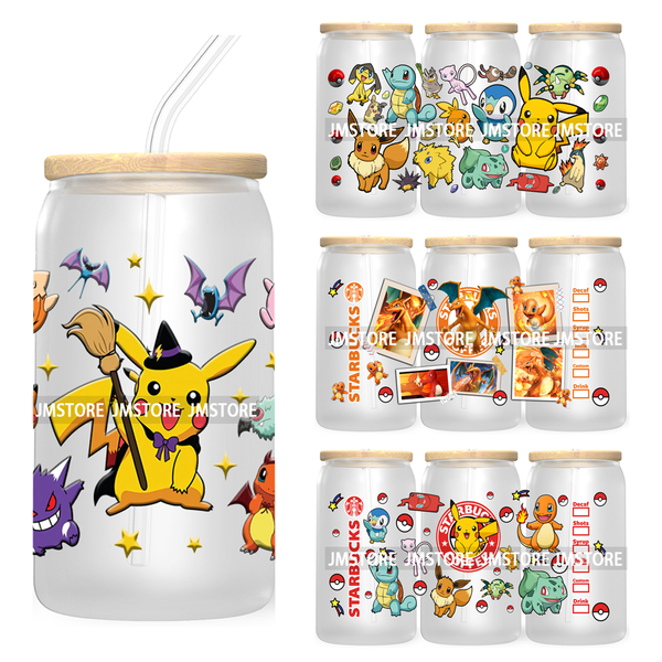 Cartoon Anime Character 16OZ UV DTF Cup Wrap Transfer Stickers Custom Label Durable Waterproof Logo For Libbey Glass Can Friends