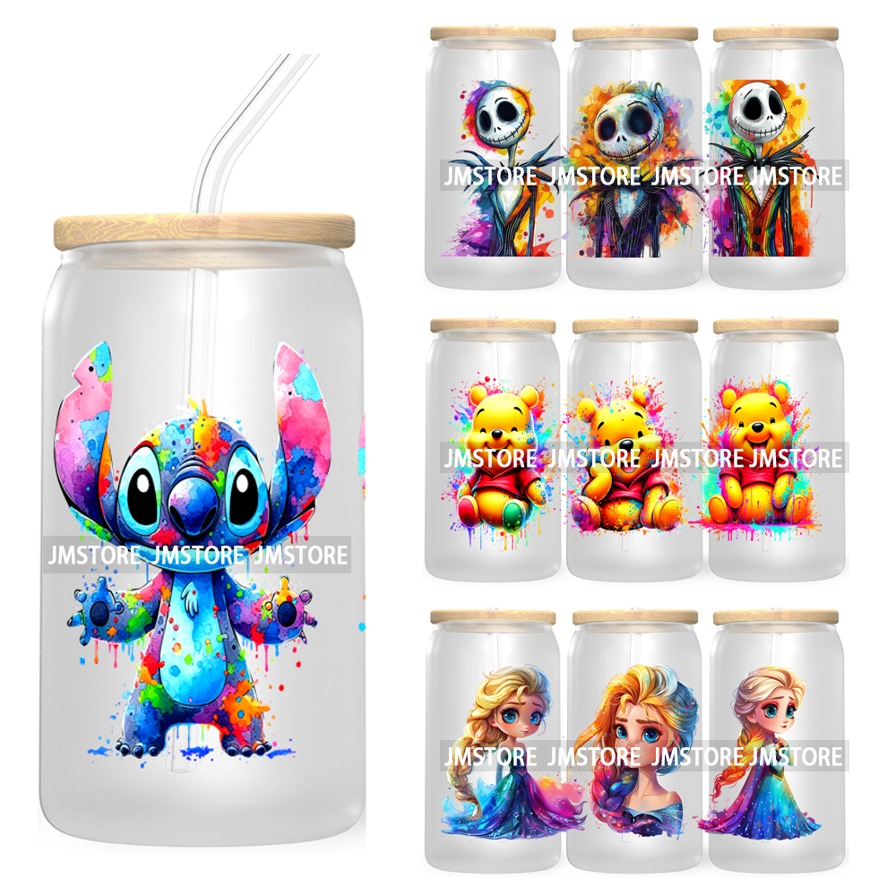 Graffiti Cartoon Bear Friends 16OZ UV DTF Cup Wrap Transfer Stickers Custom Labels Durable Waterproof Logo For Libbey Glass Can