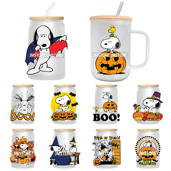 Cute Halloween Cartoon Dog UV DTF Transfer Stickers Decals For Libbey Cold Cups Mugs Tumbler Waterproof Craft Pumpkin Season Boo