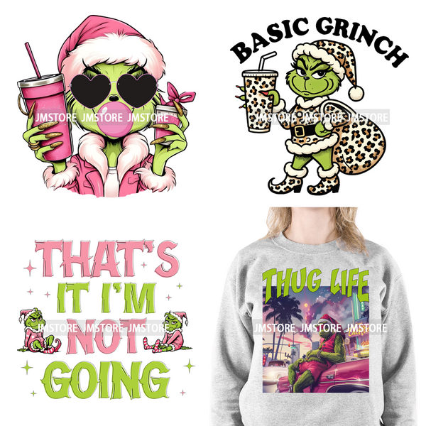 Funny That's It I'm Not Going Green Cartoon In My Era Still Waiting For Christmas Iron On DTF Transfers Stickers For T-shirts