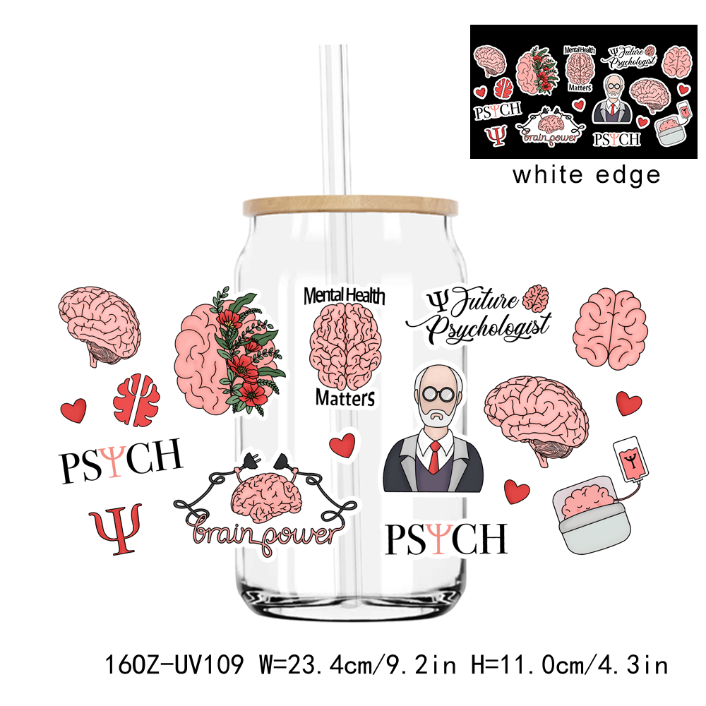 Mental Health Matters Psychology 16OZ UV DTF Stickers Wrap