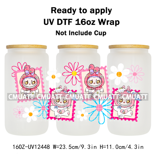 Cute Monster 16oz UV DTF Cup Wrap Transfers Stickers Bulk Personalized DIY Custom Selfadhesive Waterproof