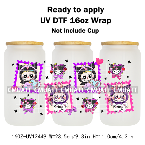 Cute Monster 16oz UV DTF Cup Wrap Transfers Stickers Bulk Personalized DIY Custom Selfadhesive Waterproof