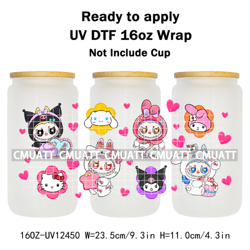 Cute Monster 16oz UV DTF Cup Wrap Transfers Stickers Bulk Personalized DIY Custom Selfadhesive Waterproof