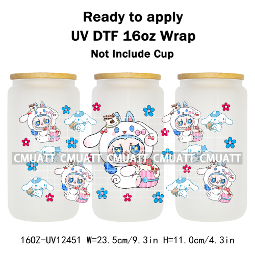 Cute Monster 16oz UV DTF Cup Wrap Transfers Stickers Bulk Personalized DIY Custom Selfadhesive Waterproof