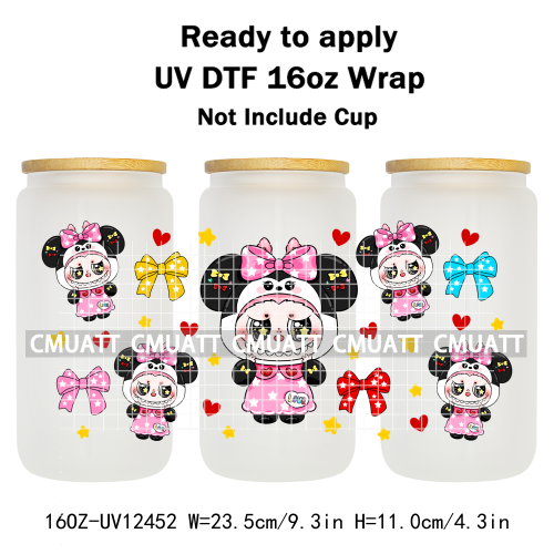 Cute Monster 16oz UV DTF Cup Wrap Transfers Stickers Bulk Personalized DIY Custom Selfadhesive Waterproof