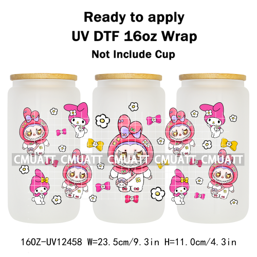 Cute Monster 16oz UV DTF Cup Wrap Transfers Stickers Bulk Personalized DIY Custom Selfadhesive Waterproof