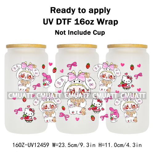 Cute Monster 16oz UV DTF Cup Wrap Transfers Stickers Bulk Personalized DIY Custom Selfadhesive Waterproof