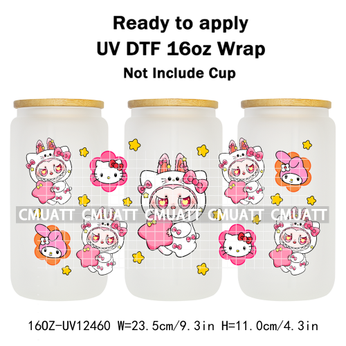 Cute Monster 16oz UV DTF Cup Wrap Transfers Stickers Bulk Personalized DIY Custom Selfadhesive Waterproof