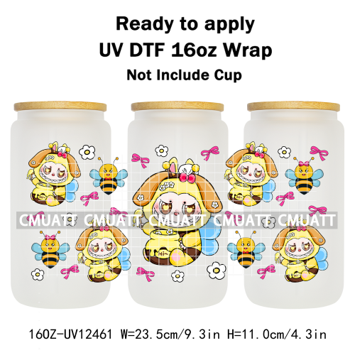 Cute Monster 16oz UV DTF Cup Wrap Transfers Stickers Bulk Personalized DIY Custom Selfadhesive Waterproof