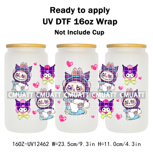 Cute Monster 16oz UV DTF Cup Wrap Transfers Stickers Bulk Personalized DIY Custom Selfadhesive Waterproof