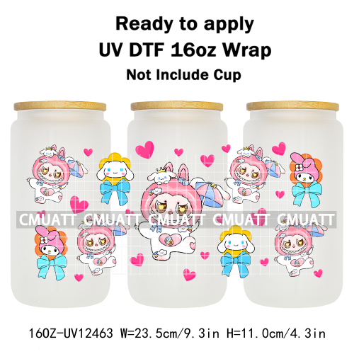Cute Monster 16oz UV DTF Cup Wrap Transfers Stickers Bulk Personalized DIY Custom Selfadhesive Waterproof