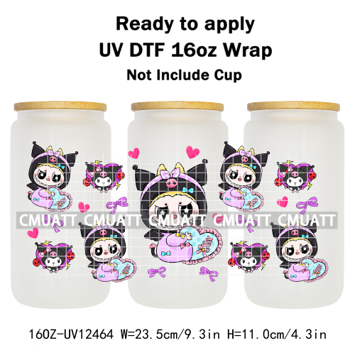 Cute Monster 16oz UV DTF Cup Wrap Transfers Stickers Bulk Personalized DIY Custom Selfadhesive Waterproof