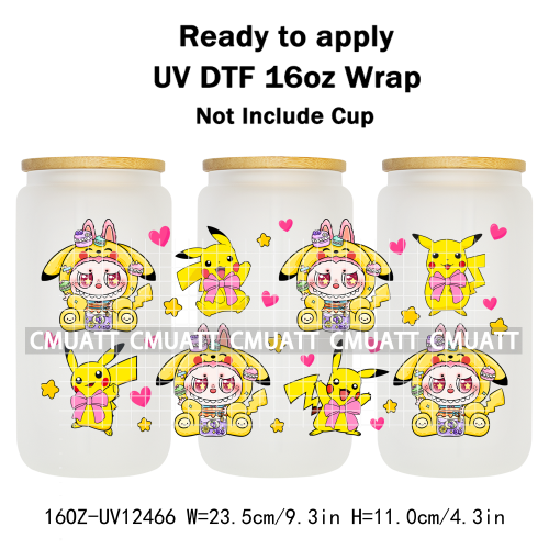 Cute Monster 16oz UV DTF Cup Wrap Transfers Stickers Bulk Personalized DIY Custom Selfadhesive Waterproof