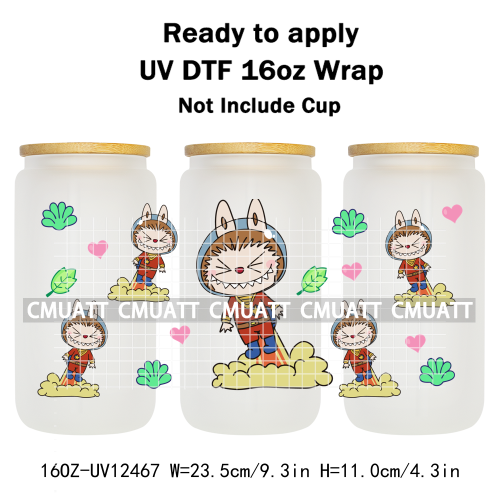Cute Monster 16oz UV DTF Cup Wrap Transfers Stickers Bulk Personalized DIY Custom Selfadhesive Waterproof