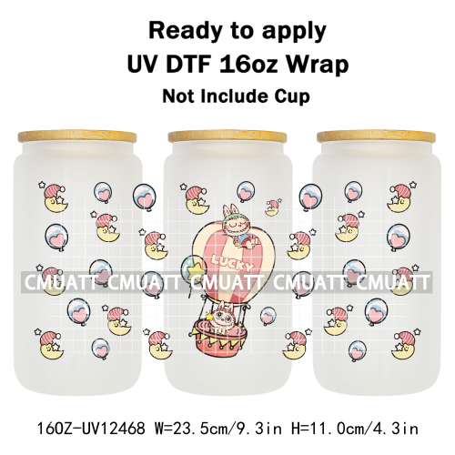 Cute Monster 16oz UV DTF Cup Wrap Transfers Stickers Bulk Personalized DIY Custom Selfadhesive Waterproof