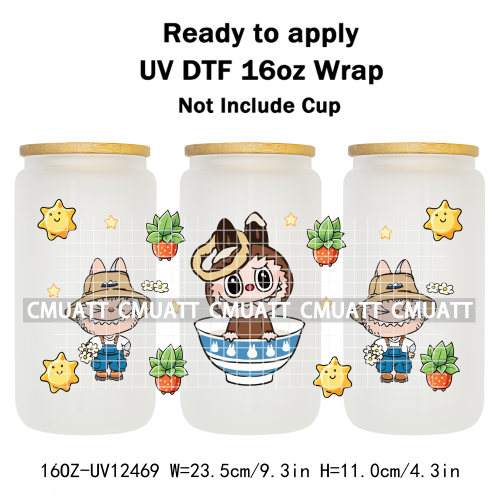 Cute Monster 16oz UV DTF Cup Wrap Transfers Stickers Bulk Personalized DIY Custom Selfadhesive Waterproof