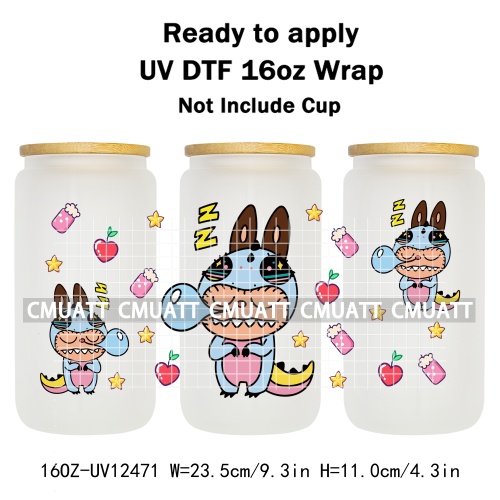 Cute Monster 16oz UV DTF Cup Wrap Transfers Stickers Bulk Personalized DIY Custom Selfadhesive Waterproof
