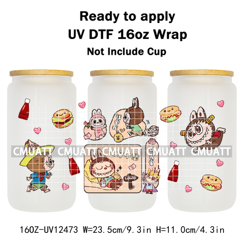Cartoon Monster UV DTF Cup Wrap Transfers Stickers Bulk Bundle Personalized DIY Custom Selfadhesive Printing