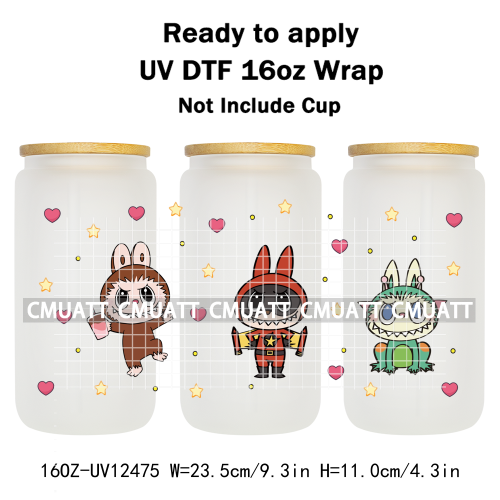 Cartoon Monster UV DTF Cup Wrap Transfers Stickers Bulk Bundle Personalized DIY Custom Selfadhesive Printing