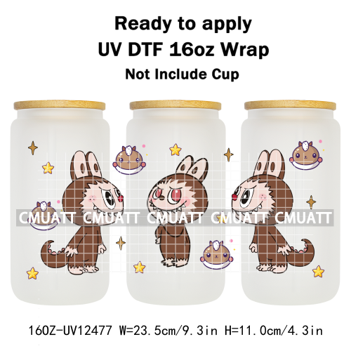 Cartoon Monster UV DTF Cup Wrap Transfers Stickers Bulk Bundle Personalized DIY Custom Selfadhesive Printing