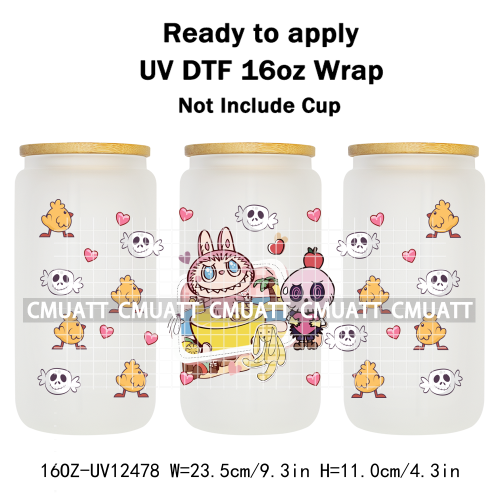 Cartoon Monster UV DTF Cup Wrap Transfers Stickers Bulk Bundle Personalized DIY Custom Selfadhesive Printing