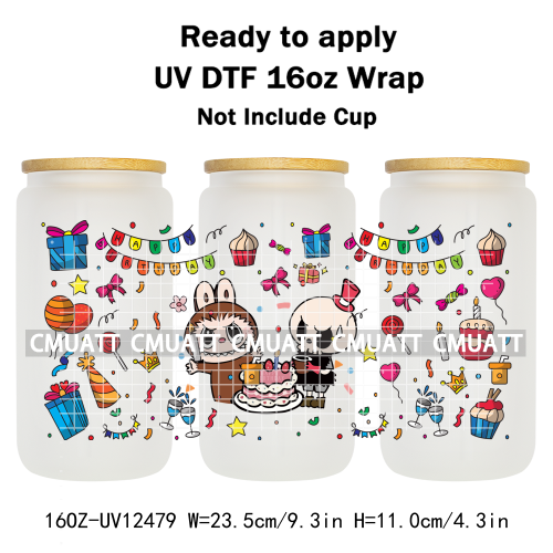 Cartoon Monster UV DTF Cup Wrap Transfers Stickers Bulk Bundle Personalized DIY Custom Selfadhesive Printing