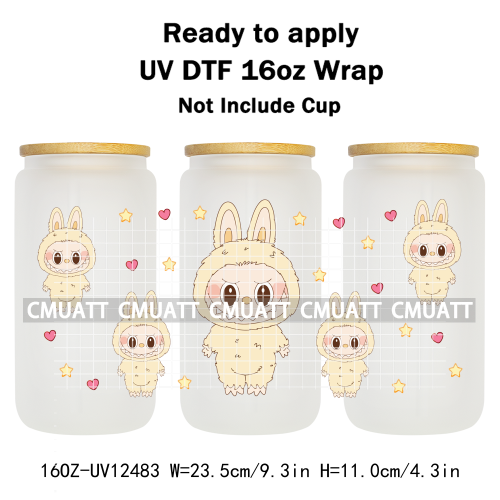 Cartoon Monster UV DTF Cup Wrap Transfers Stickers Bulk Bundle Personalized DIY Custom Selfadhesive Printing