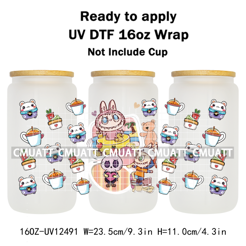 Cartoon Monster UV DTF Cup Wrap Transfers Stickers Bulk Bundle Personalized DIY Custom Selfadhesive Printing