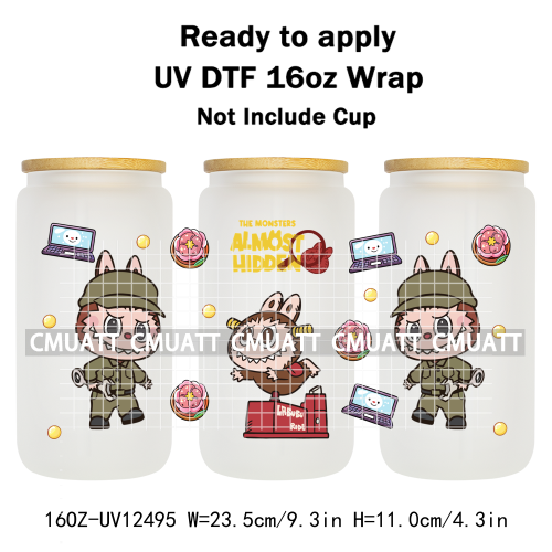 Cartoon Monster UV DTF Cup Wrap Transfers Stickers Bulk Bundle Personalized DIY Custom Selfadhesive Printing