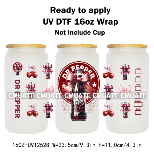 Coquette Drink 16oz UV DTF Cup Wrap Transfers Stickers Printing DIY  Craft Custom Selfadhesive Waterproof