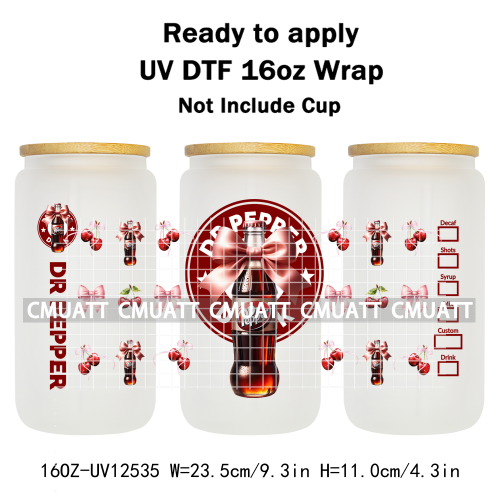 Coquette Drink 16oz UV DTF Cup Wrap Transfers Stickers Printing DIY  Craft Custom Selfadhesive Waterproof