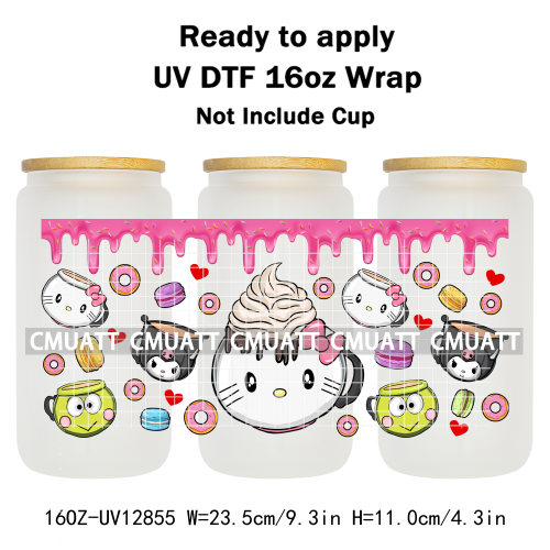 Cartoon Cup Designs UV DTF Cup Wrap Transfers Stickers Bundle For DIY Custom Sticky On Plate Tableware Mugs
