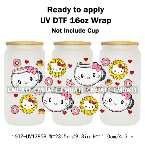 Cartoon Cup Designs UV DTF Cup Wrap Transfers Stickers Bundle For DIY Custom Sticky On Plate Tableware Mugs