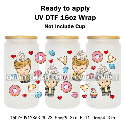 Cartoon Cup Designs UV DTF Cup Wrap Transfers Stickers Bundle For DIY Custom Sticky On Plate Tableware Mugs