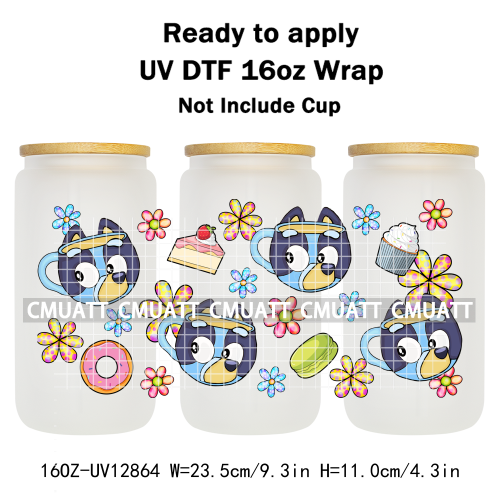 Cartoon Cup Designs UV DTF Cup Wrap Transfers Stickers Bundle For DIY Custom Sticky On Plate Tableware Mugs