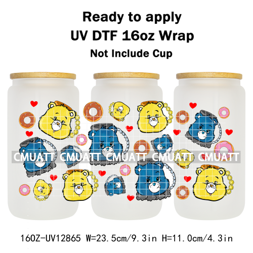 Cartoon Cup Designs UV DTF Cup Wrap Transfers Stickers Bundle For DIY Custom Sticky On Plate Tableware Mugs
