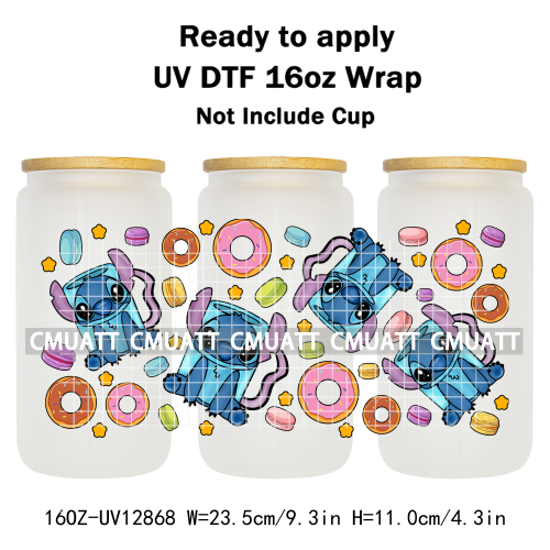 Cartoon Cup Designs UV DTF Cup Wrap Transfers Stickers Bundle For DIY Custom Sticky On Plate Tableware Mugs