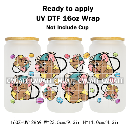 Cartoon Cup Designs UV DTF Cup Wrap Transfers Stickers Bundle For DIY Custom Sticky On Plate Tableware Mugs
