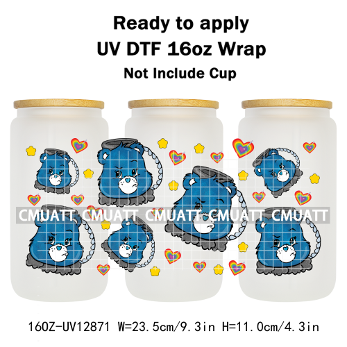 Cartoon Cup Designs UV DTF Cup Wrap Transfers Stickers Bundle For DIY Custom Sticky On Plate Tableware Mugs