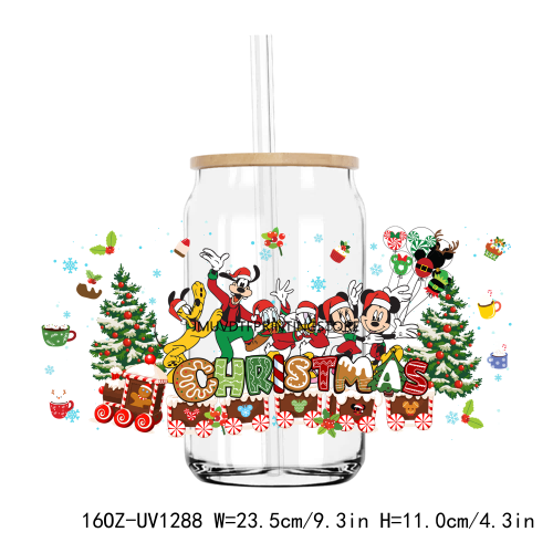 Christmas Mouse And Friend 16OZ UV DTF Cup Wrap Transfer Stickers Custom Labels DIY Durable Waterproof Logo For Libbey Glass Can