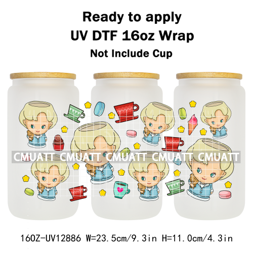 Cartoon Cup Designs UV DTF Cup Wrap Transfers Stickers Bundle For DIY Custom Sticky On Plate Tableware Mugs