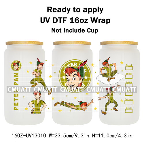 Cartoon Animal 16oz UV DTF Cup Wrap Cartoon Libbey Glass Beer Can Tumbler Stickers Waterproof  Adhesive